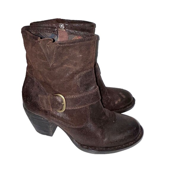 BORN Palmer Women’s Chocolate Brown Oiled Leather Ankle Boot Size 8 - Picture 1 of 9
